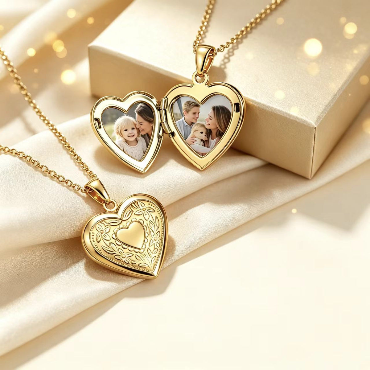 Heart Locket Necklace with Photo Big Heart Locket Vintage Locket Necklace Sibling Best Friend Personalized gift for her Christmas Gift