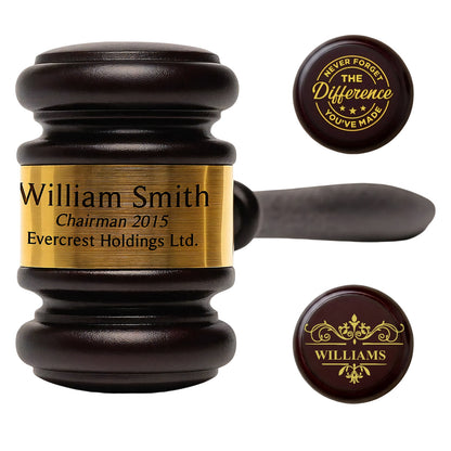 Personalized Judge Gavel and Sound Block Set