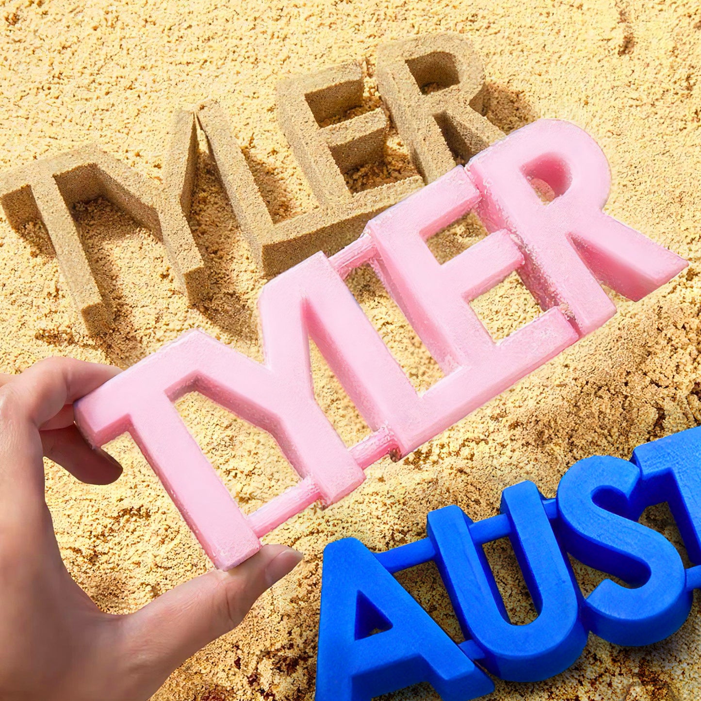 Personalized Name Sand Toys Custom Name 3D Printed Beach Tool Summer Outdoor Beach Toys Birthday Gifts for Kids Toddler Adult Family Grandson Granddaughter