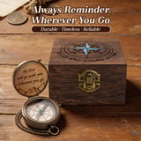 Personalized Engraved Compass with Wooden Box Custom Brass Pocket Compass with PU Leather Storage Pouch for Camping Hiking Fishing Vintage Antique Keepsake Father's Day Birthday Xmas Gifts