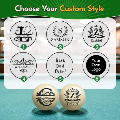 Personalized Billiards Cue Ball with Pouch