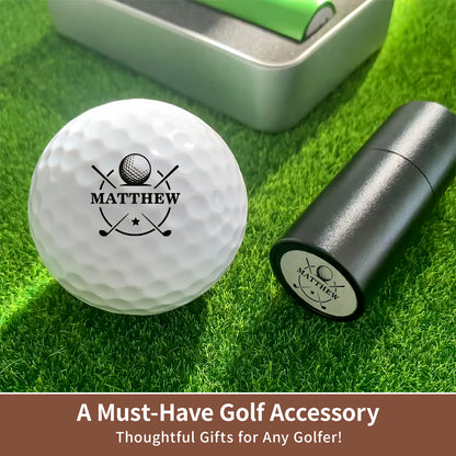 Personalized Large Golf Ball Stamp – 20 mm Logo with Metal Storage Case Custom Name or Logo Reusable Golf Ball Marking Men's Golf Accessories Gifts for Golf Lovers Golfers Dad Husband
