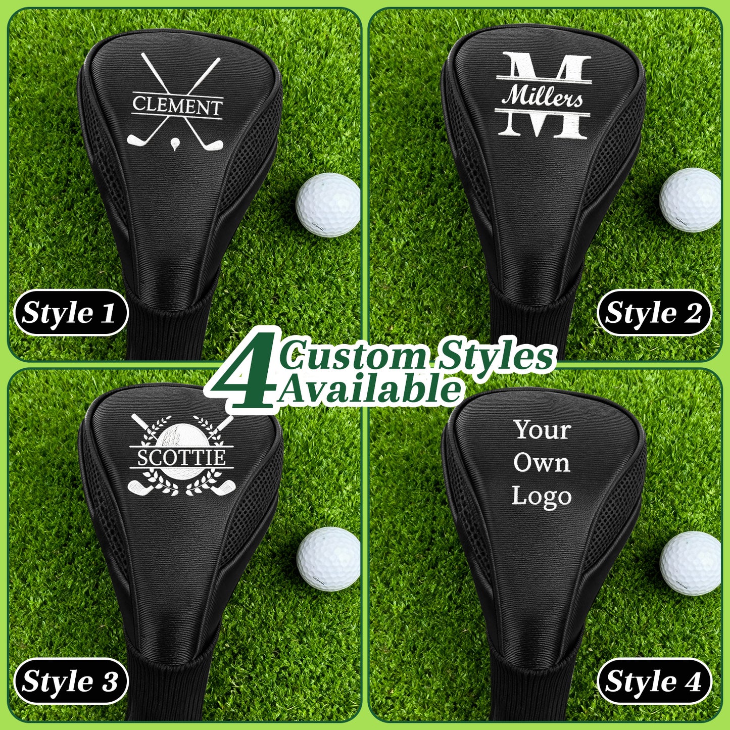Personalized Golf Club Cover Custom Name or Logo Head Cover Driver Men's Golf Accessories Gifts for Golf Lovers Golfers Dad Husband Father's Day Birthday Wedding Xmas Gifts