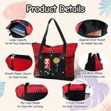 11Personalized Oxford Tote Bag for Women Custom Cartoon Lady Birth Flower Travel Storage Bag with Name Large Capacity Bag for Office Travel Beach Shopping Picnic Birthday Gift for Women