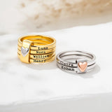 Personalized Name Ring for Women Stacking Rings with Engraved 2-7 Names