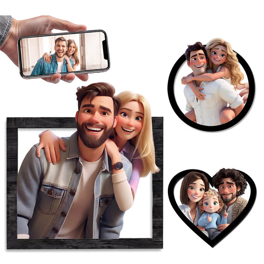 Personalized Cartoon Style Photo Sign Custom Portrait Gifts for Family & Friends Photo Framed Wall Art Family Artwork Decor Gift for Couples Newlyweds Wedding Anniversary Xmas