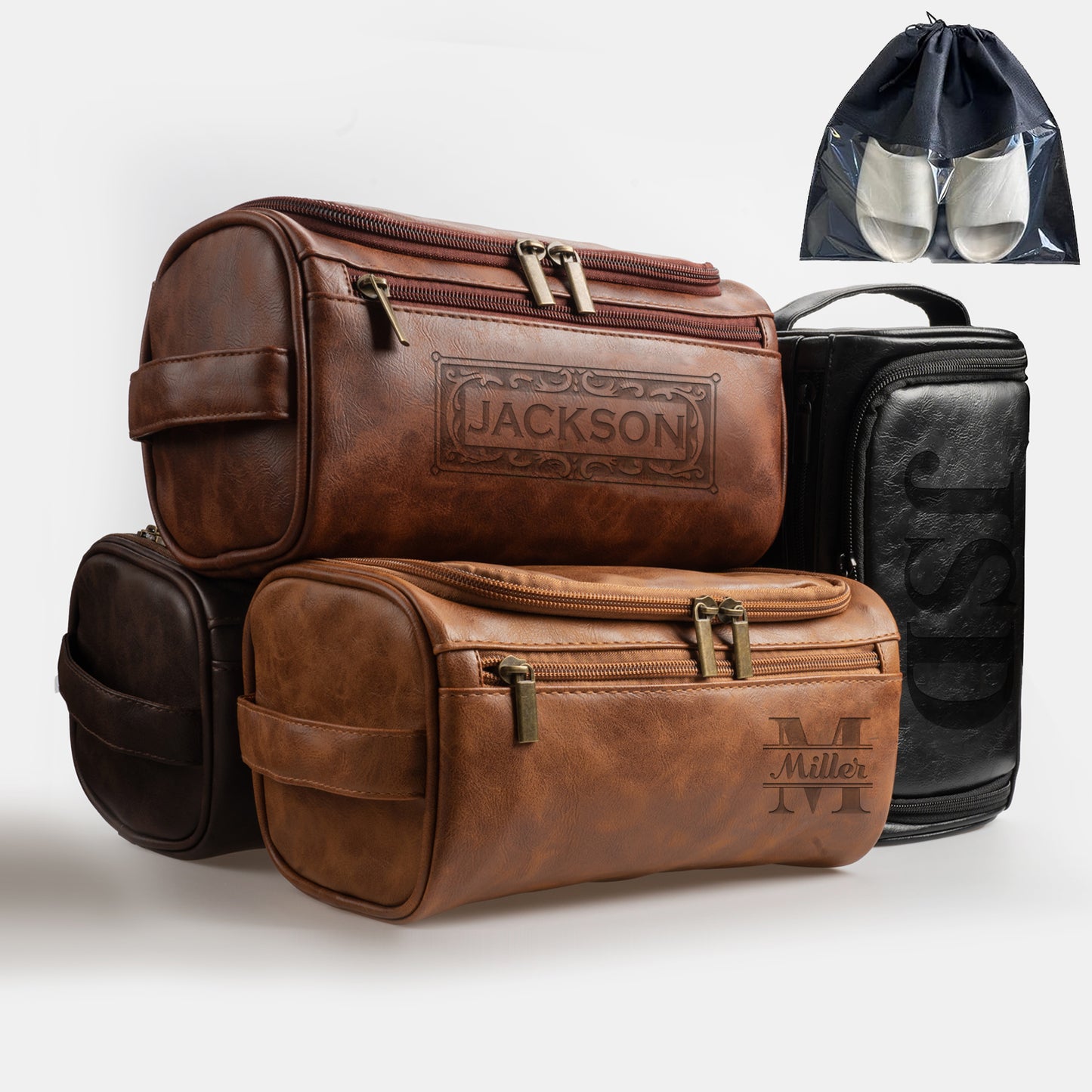 Personalized Men's Leather Toiletry Bag