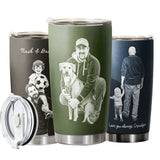 1 Personalized 20oz Tumbler with Engraved Picture & Text 20 Oz Stainless Steel Travel Tumbler Cup Mug Personalized Gifts for Father's Day Birthday Christmas Anniversary for Men Women Kids