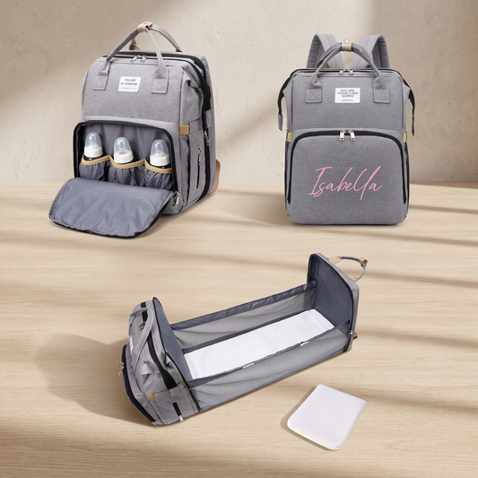 Mochila pañalera 3 en 1 personalizada con cambiador