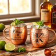 Personalized Moscow Mule Copper Mug 100% Pure Copper Mug Custom Engraved Initials and Name  Large 16 oz Rustic Bar Drinkware Hammered Cocktail Cup Wedding Anniversary Birthday Xmas Gift