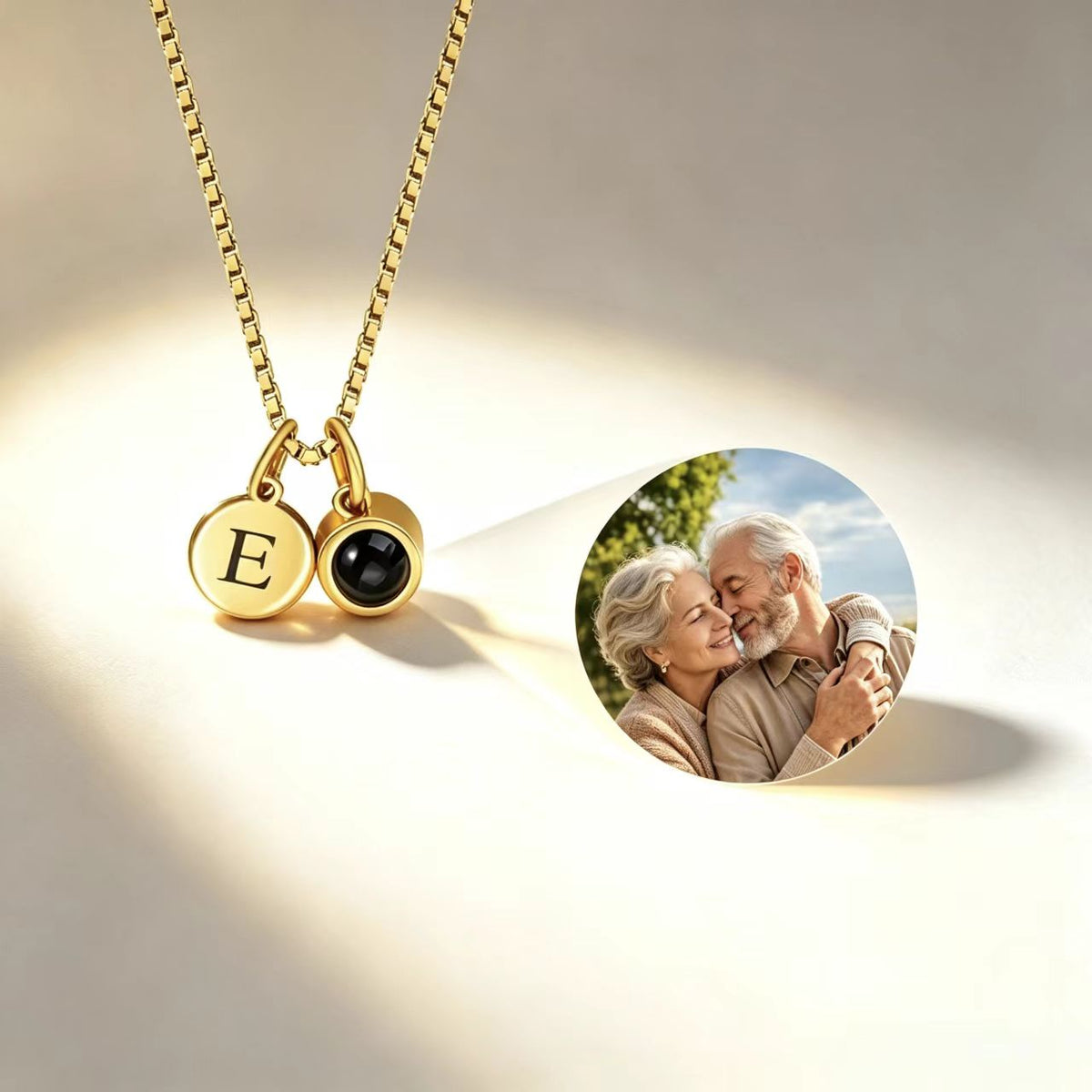 Personalized Engraved Initial Disc Photo Projection Necklace with 100 Languages I Love You Dainty Jewelry Birthday Anniversary Gift for Women