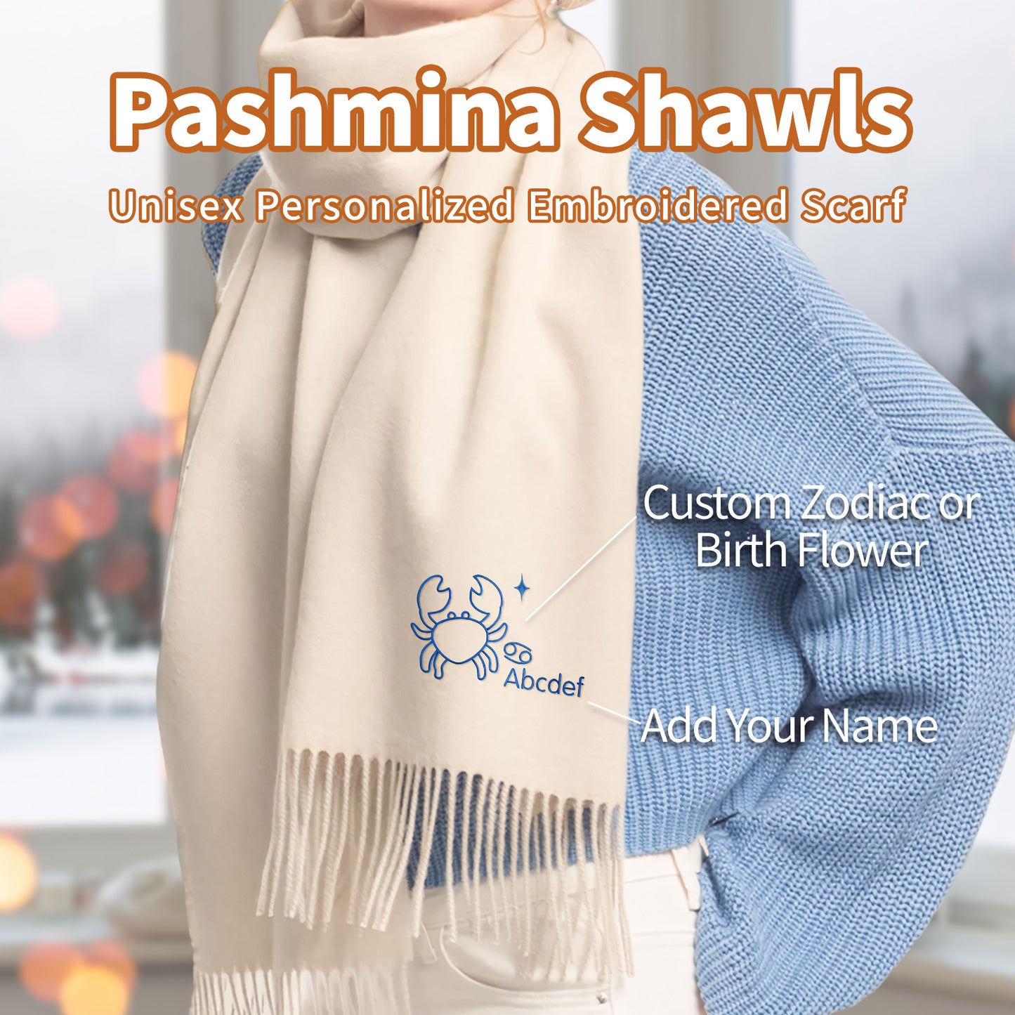 Personalized Embroidered Scarf