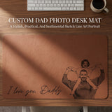 Personalized Dad Photo Desk Mat Large Mouse Pad Custom Sketch Line Art Portrait Non-Slip Waterproof PU Leather Mat Father's Day Anniversary Birthday Gifts Gifts for Husband Dad Grandpa-xmj