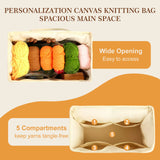 Personalized Name Crochet Bag Stylish Yarn Bag for Crochet and Knitting Projects Canvas Crochet Organizer with Multiple Pockets and Yarn Holes Knitting Bag for Crochet Lovers Mom Grandma