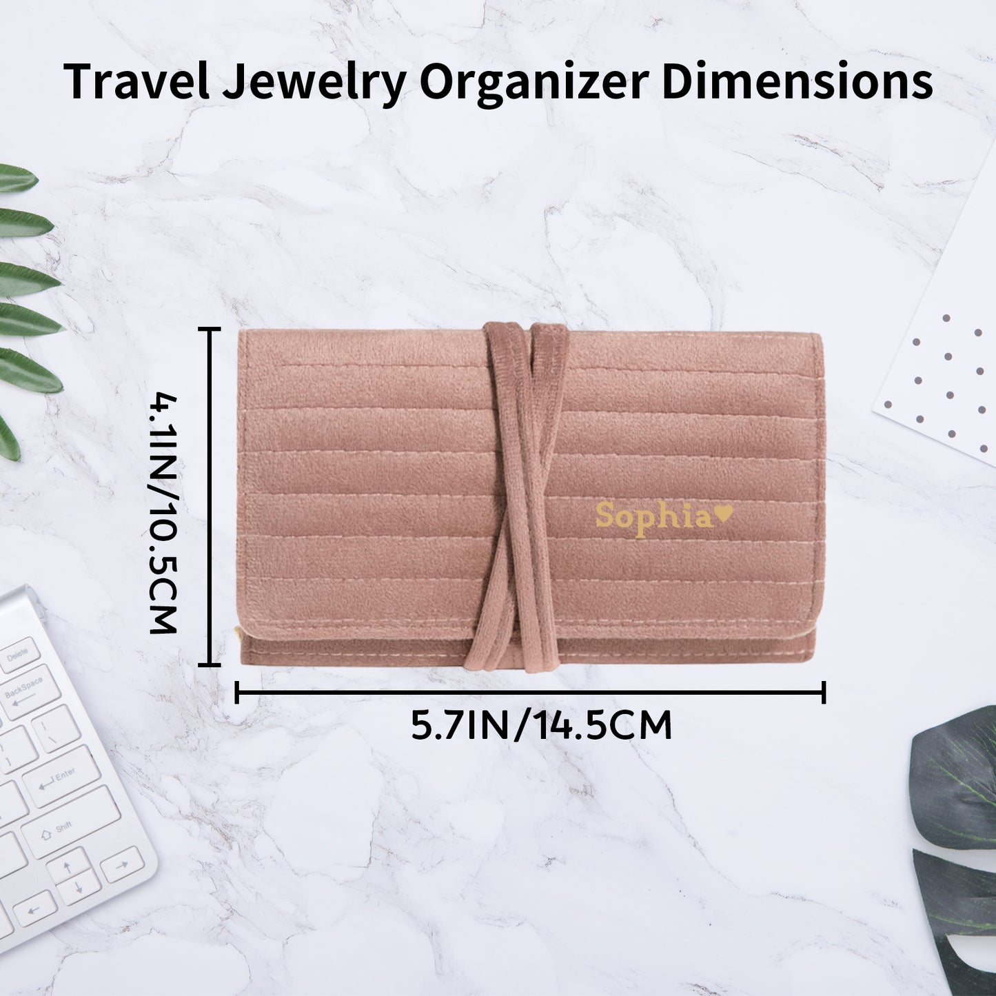 Personalized Velvet Jewelry Rolls for Women, Travel Jewelry Organizer