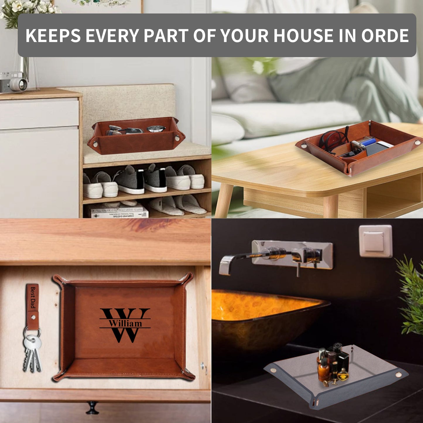 Custom Father Leather Storage Tray