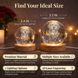 Personalized Pet Memorial Night Light 3D Photo Crystal Ball Dog Loss Keepsake Engraved Picture Lamp Pet Memorial Gift for Dog Lovers Cat Lovers Birthday Anniversary Xmas Gifts