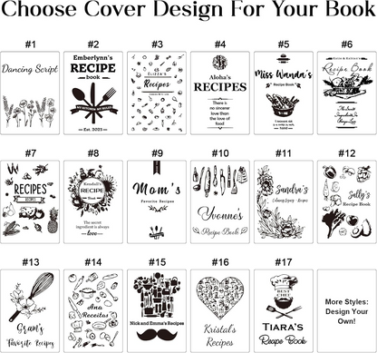 Personalized Recipe Book Handmade Blank Notebook to Write in Your Own Recipes 17 Custom Cover Designs Handcrafted Gift for Mom Dad Husband Wife Grandma Sister Christmas Birthday
