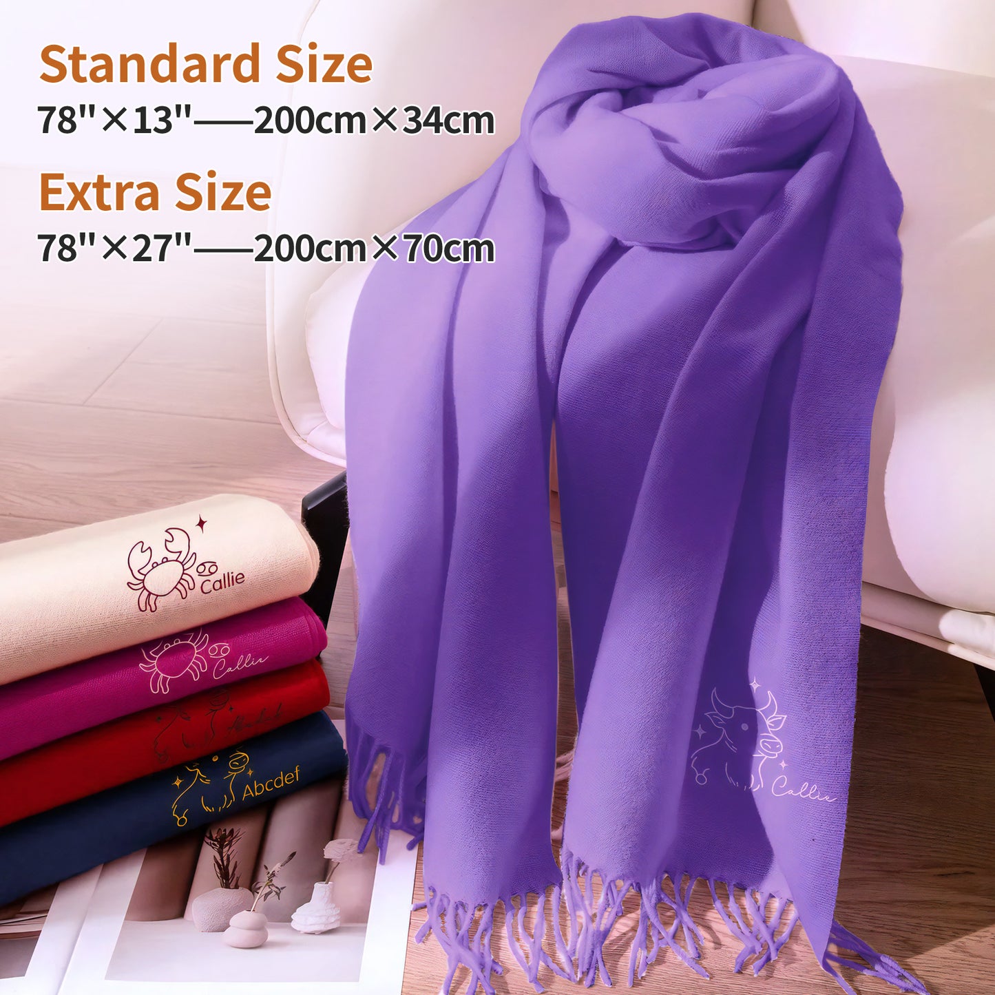 Personalized Embroidered Scarf