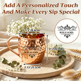 Personalized Moscow Mule Copper Mug 100% Pure Copper Mug Custom Engraved Initials and Name  Large 16 oz Rustic Bar Drinkware Hammered Cocktail Cup Wedding Anniversary Birthday Xmas Gift