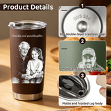 1 Personalized 20oz Tumbler with Engraved Picture & Text 20 Oz Stainless Steel Travel Tumbler Cup Mug Personalized Gifts for Father's Day Birthday Christmas Anniversary for Men Women Kids