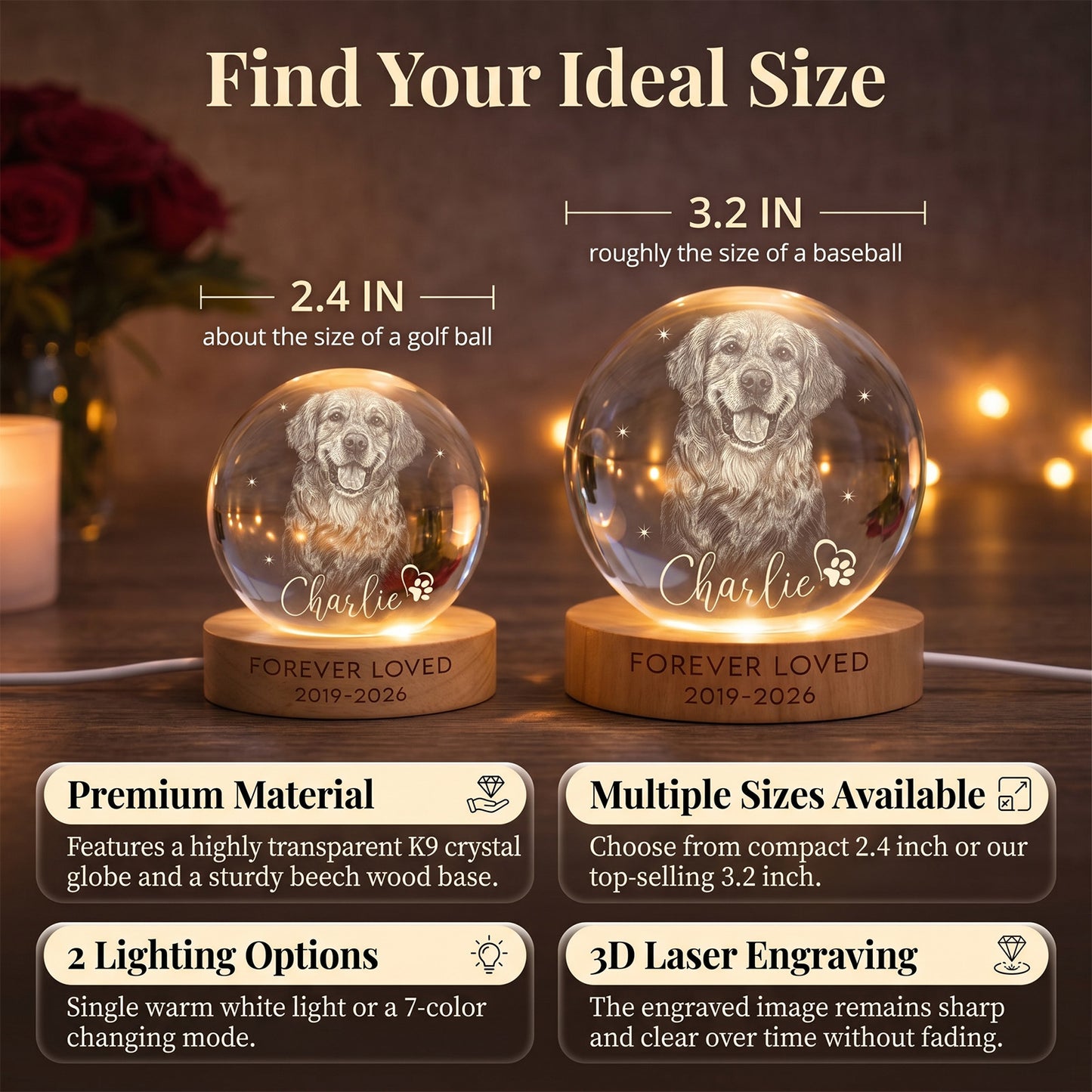 Personalized Night Light 3D Photo Crystal Ball
