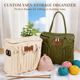 Personalized Name Crochet Bag Stylish Yarn Bag for Crochet and Knitting Projects Canvas Crochet Organizer with Multiple Pockets and Yarn Holes Knitting Bag for Crochet Lovers Mom Grandma