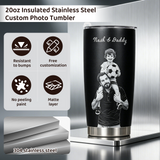 1 Personalized 20oz Tumbler with Engraved Picture & Text 20 Oz Stainless Steel Travel Tumbler Cup Mug Personalized Gifts for Father's Day Birthday Christmas Anniversary for Men Women Kids