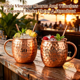 Personalized Moscow Mule Copper Mug 100% Pure Copper Mug Custom Engraved Initials and Name  Large 16 oz Rustic Bar Drinkware Hammered Cocktail Cup Wedding Anniversary Birthday Xmas Gift