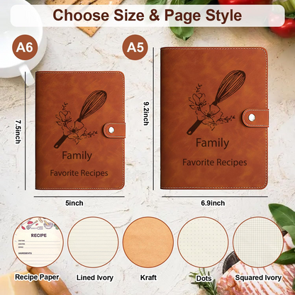 Personalized Recipe Book Handmade Blank Notebook to Write in Your Own Recipes 17 Custom Cover Designs Handcrafted Gift for Mom Dad Husband Wife Grandma Sister Christmas Birthday