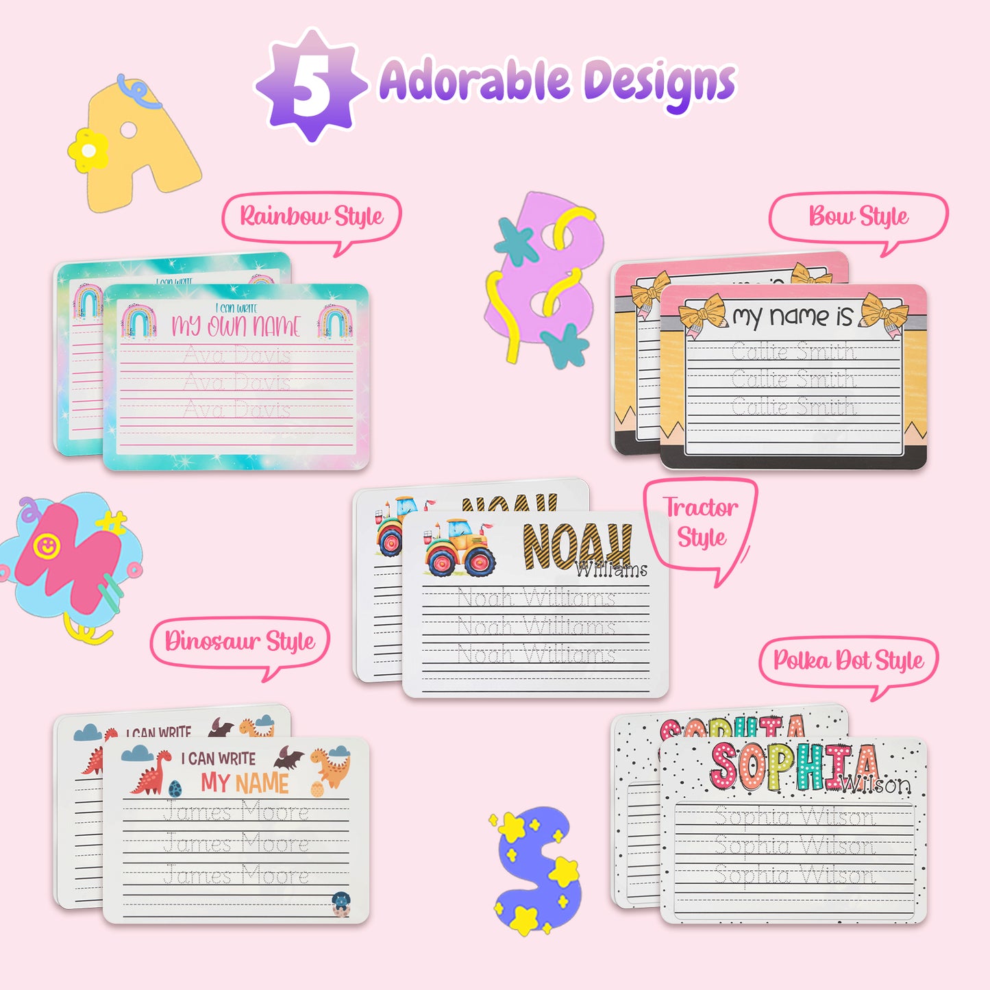Personalized Name Practicing Board for Kids Custom Name Tracing Whiteboard with Dry-Erase Pen Back-to-School Gift for 3 4 5 Years Old Preschoolers Toddler Name Learning Handwriting Practice