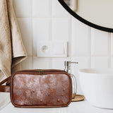 Personalized Leather Toiletry Bag for Men Large Capacity Toiletry Travel Bag PU Leather Waterproof Shaving Bag Travel Essentials Customized Gifts for Husband Groomsmen Father's Day