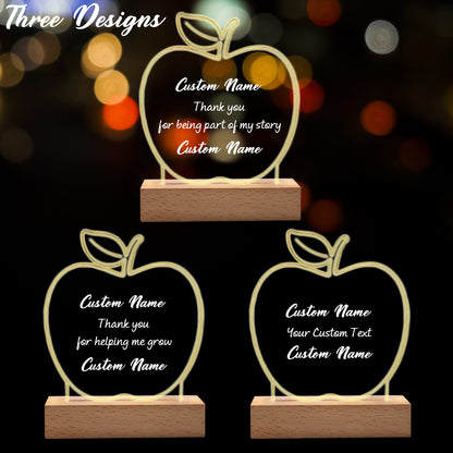 Personalized Acrylic Night Lamp, Apple Shape Teacher Gifts