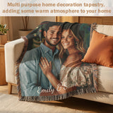 Personalized Blanket with Picture Text Custom Blanket for Mom Dad Couple Girlfriend Boyfriend Husband & Wife Home Decor Woven Tapestry Pet Memorial Blanket Gift for Wedding Anniversary