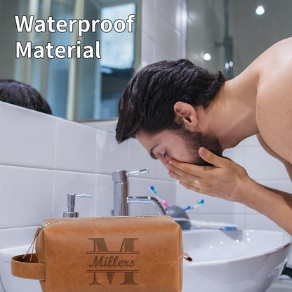 Personalized Toiletry Bag Customizable PU Leather Bag Dopp Kit Waterproof Wash Bag Suitable