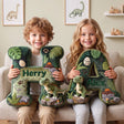 Personalized Dinosaur Letter Pillow for Kids A-Z Initial Plush Throw Cushion Custom Name Flat Printed 3D Look Sofa Decorative Pillow Birthday Xmas Gifts for Kids Boys Girls Dinosaur Lovers