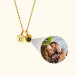 Personalized Engraved Initial Disc Photo Projection Necklace with 100 Languages I Love You Dainty Jewelry Birthday Anniversary Gift for Women